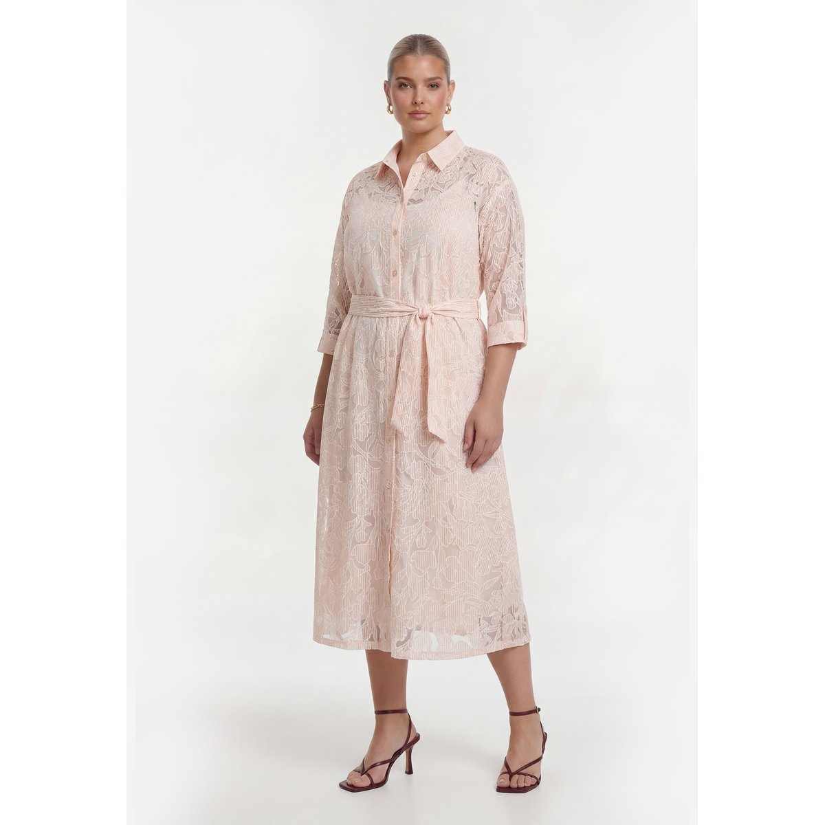 Robe avec manches longues brun clair, YOEK