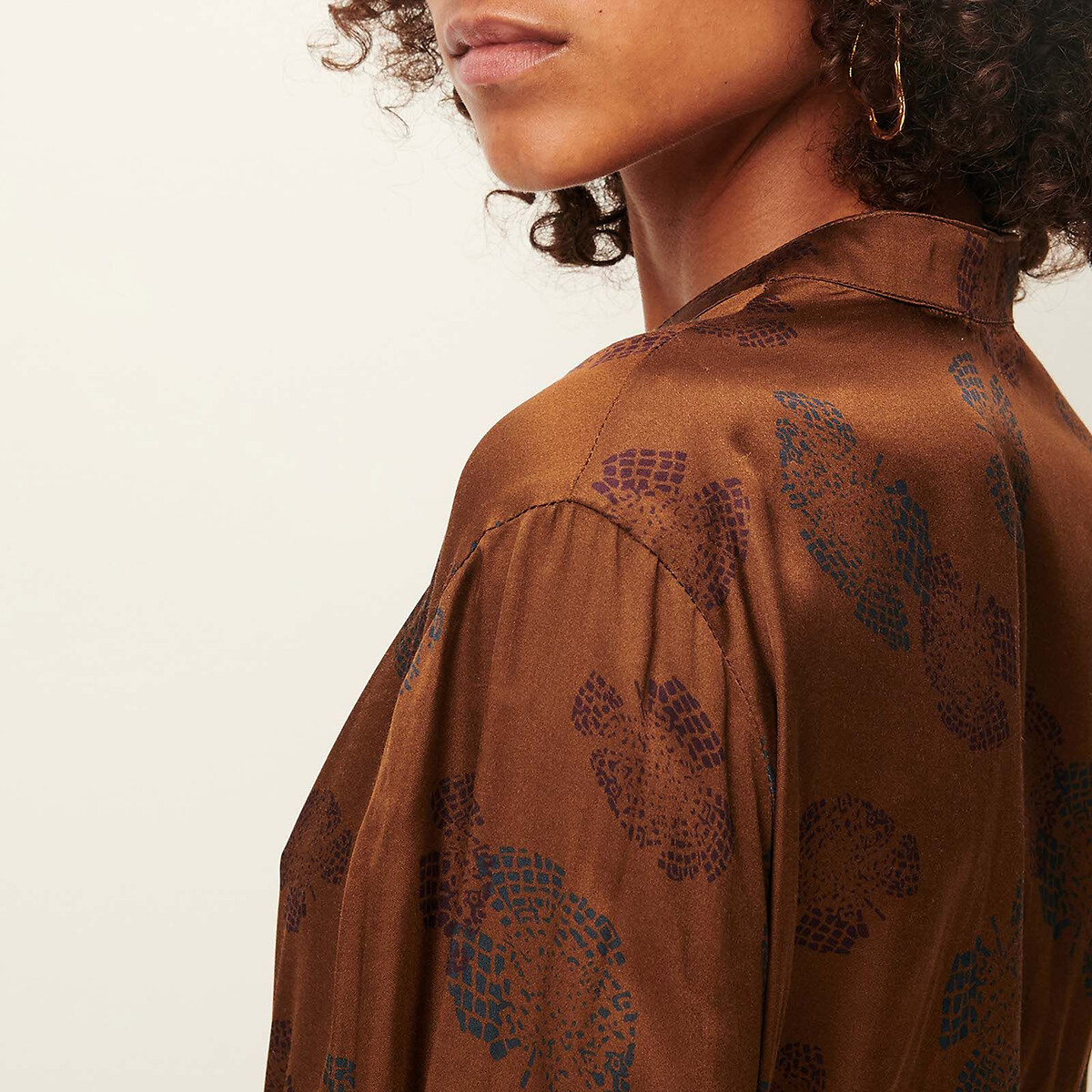 Jaffa Printed Shirt Dress in Wrapover Style brown, SESSUN