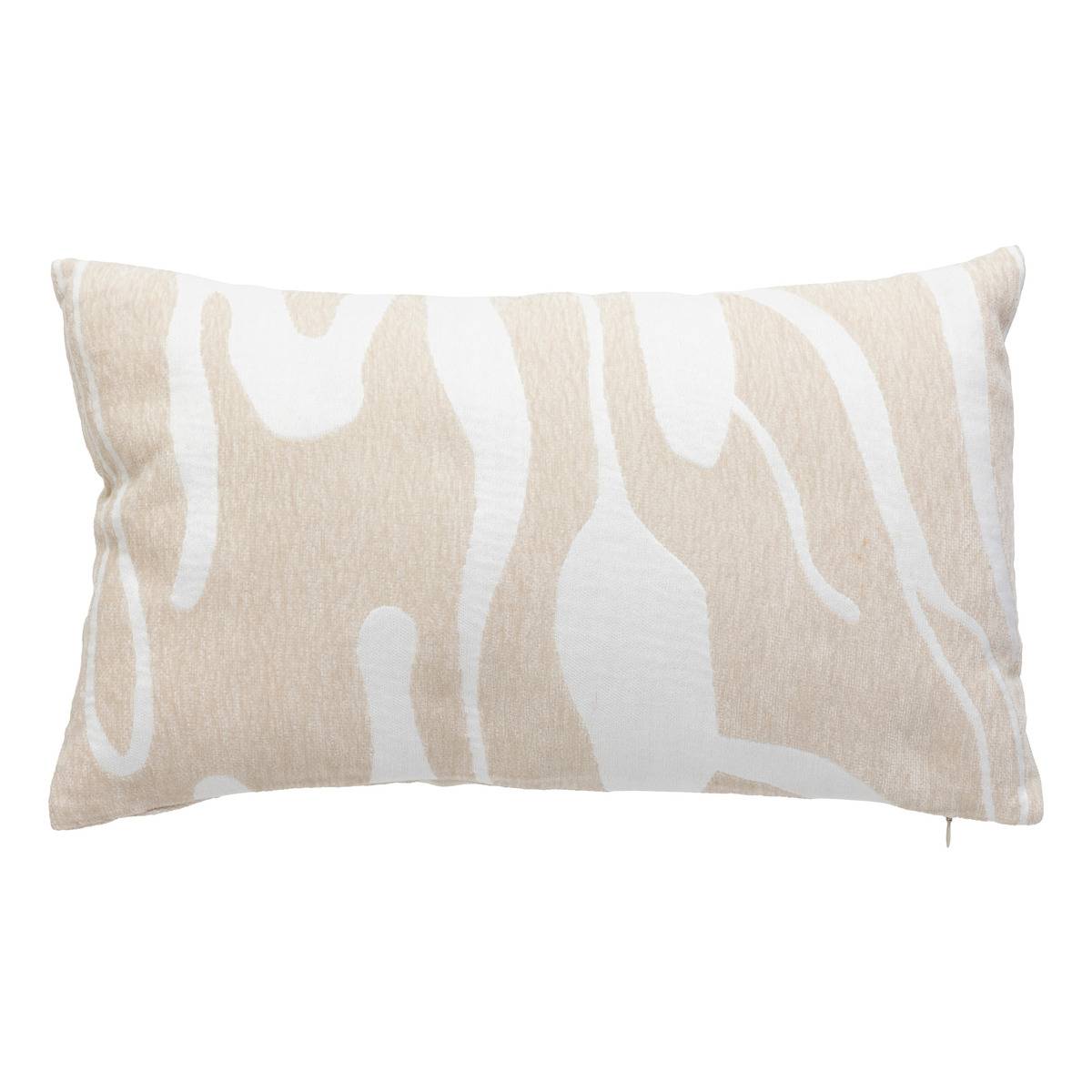 Coussin déhoussable en chenille jacquard MADINI beige lin, ATMOSPHERA
