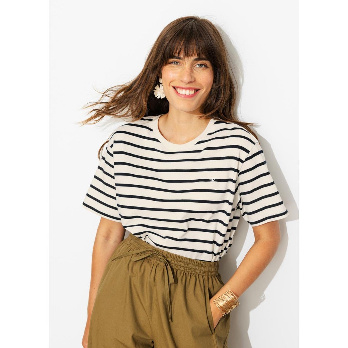 T-shirt marinière rayé marine, PROMOD