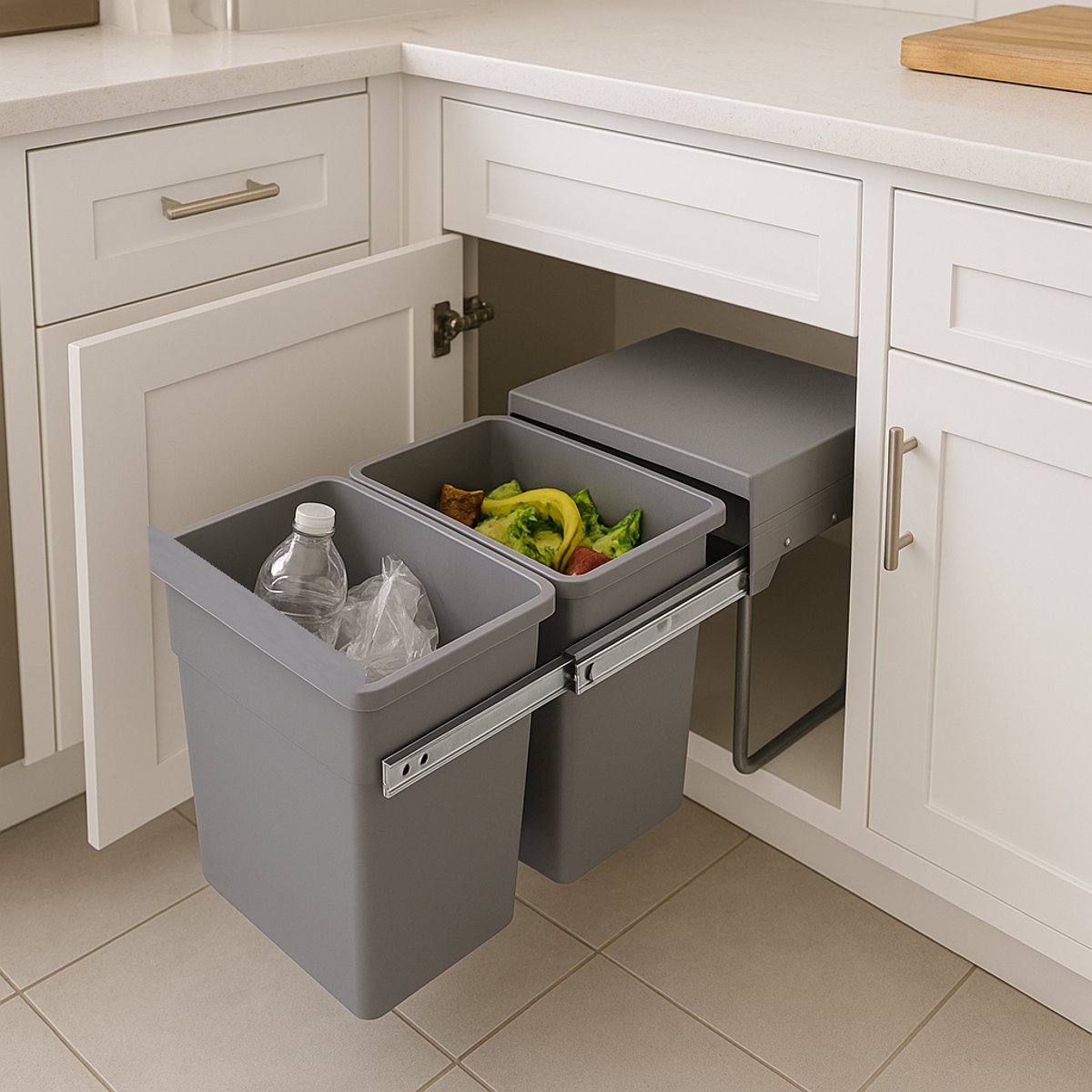 Poubelle tri sélectif encastrée HYPE gris, KITCHEN MOVE