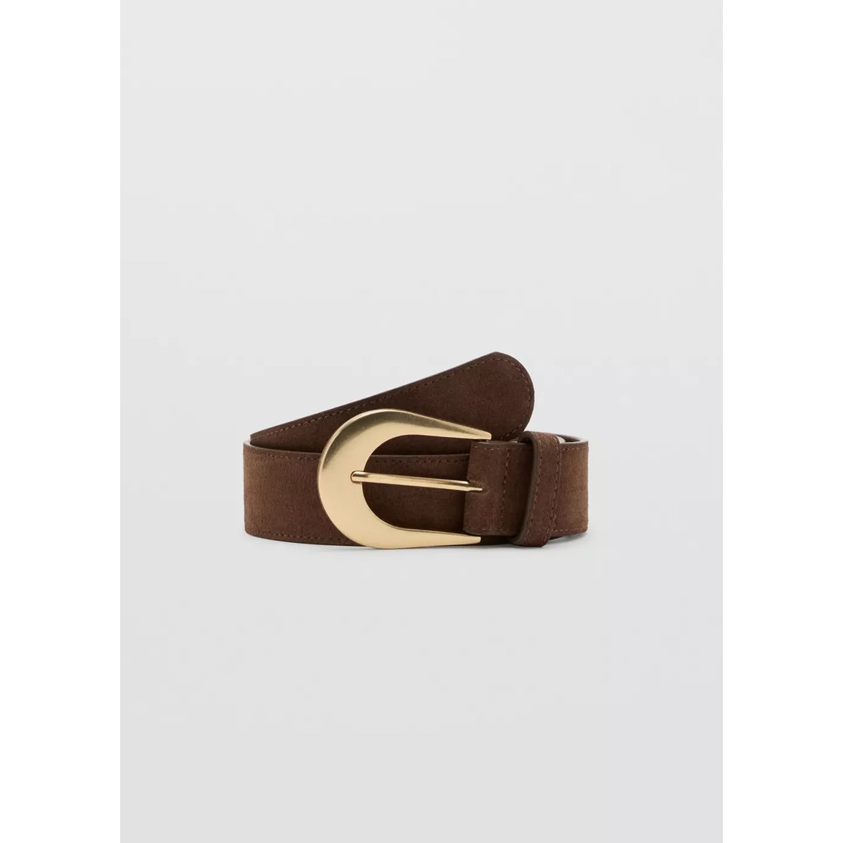 Ceinture cuir boucle chocolat, MANGO
