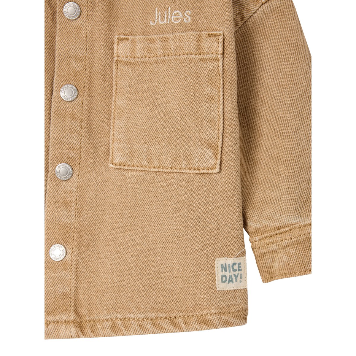 Surchemise bébé pressionnée taupe, VERTBAUDET