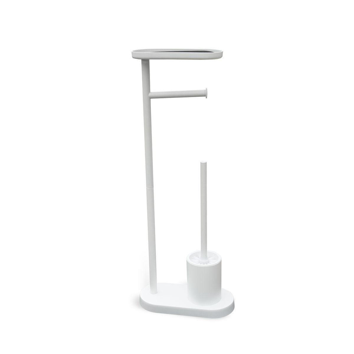 Ensemble dérouleur brosse WC et repose téléphone métal BATHROOM blanc, UTILITY