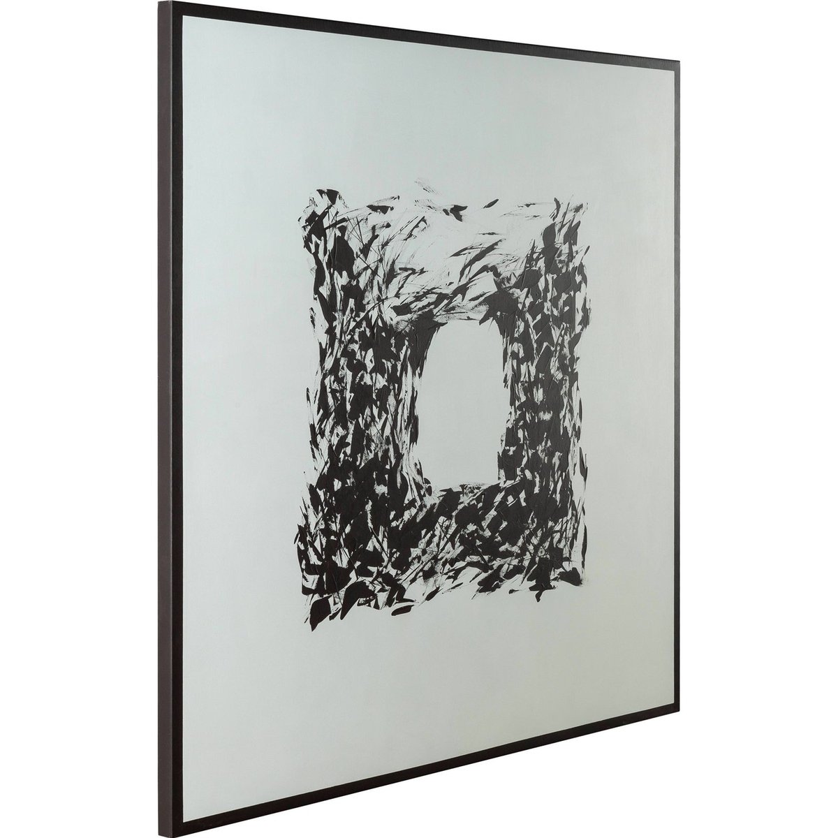 Tableau abstrait sur toile peinte blanc et noir, RECOLLECTION