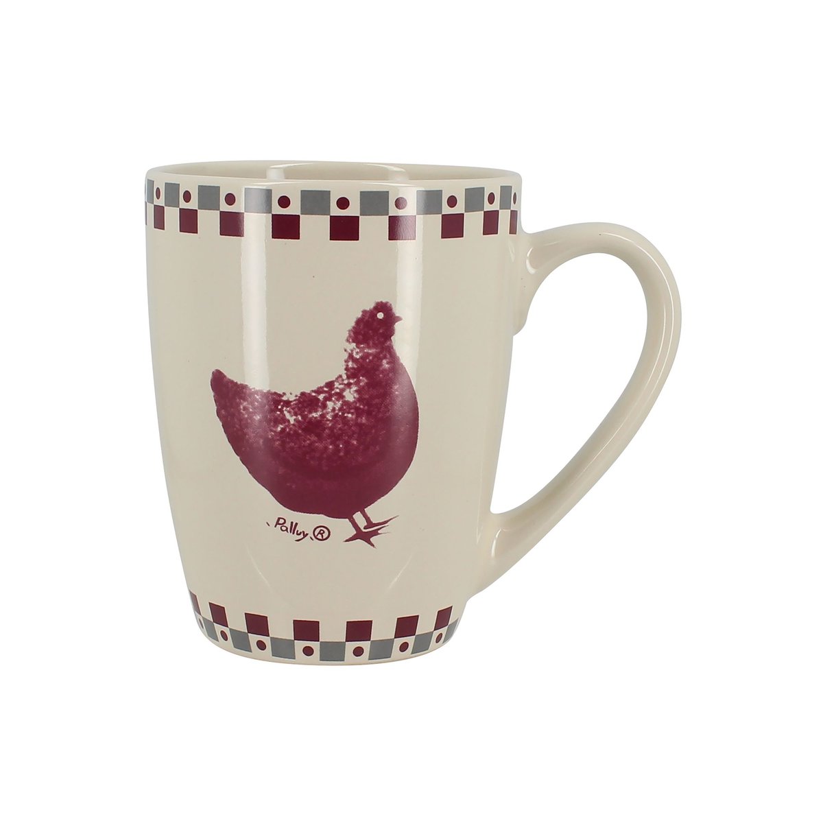 Lot de 6 mugs en grès 38cl, GALLINA gris-rouge, NOVASTYL