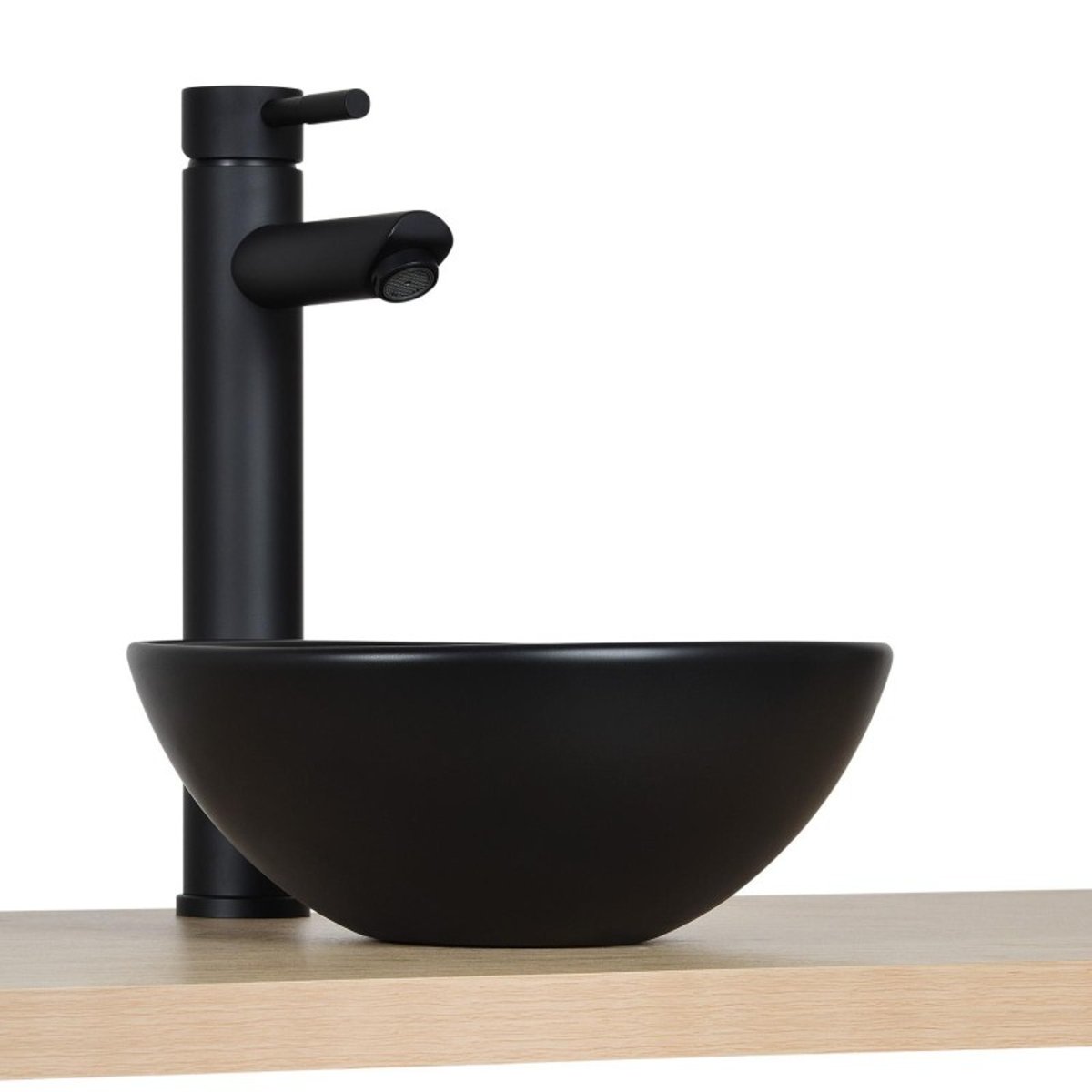 Vasque lave-mains à poser ronde en céramique noir 26cm SOHO noir, MOB IN