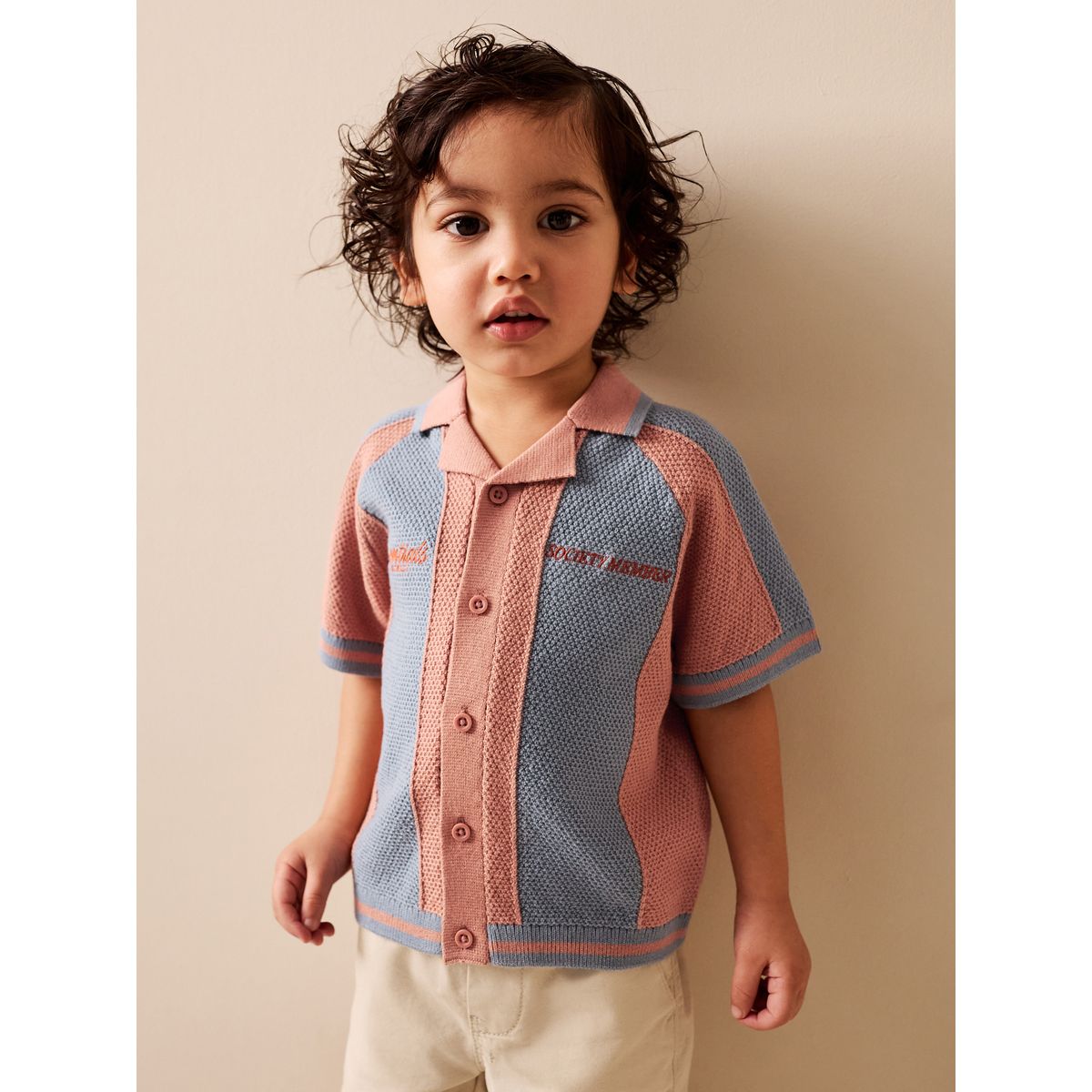 Polo avec revers de col en maille bleu/orange, NEXT