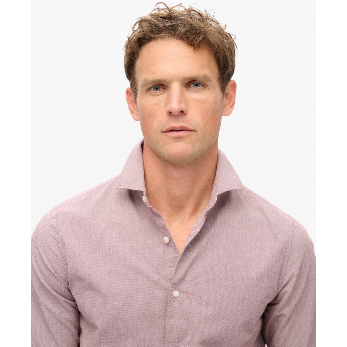 Chemise décontractée à manches longues acajou rouge, SUPERDRY