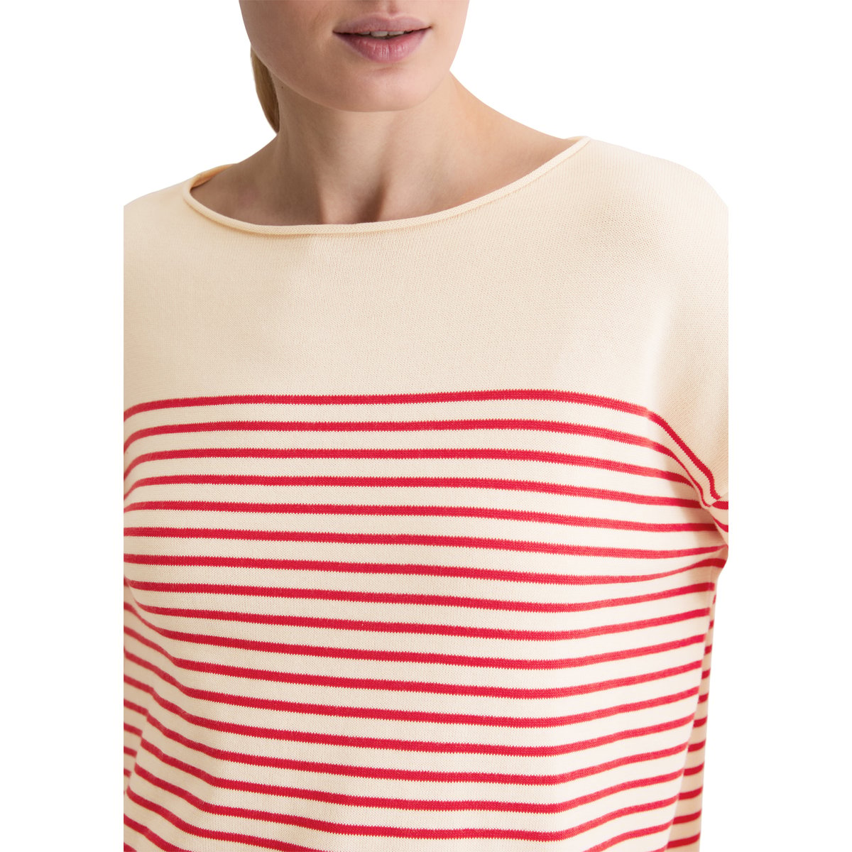 Pull milleraies loose en pur coton bio rouge, MARC O'POLO