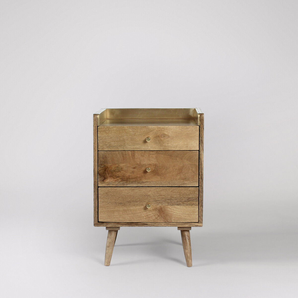 Fresco Mango Wood 3 Drawer Bedside Table light wood, SWOON