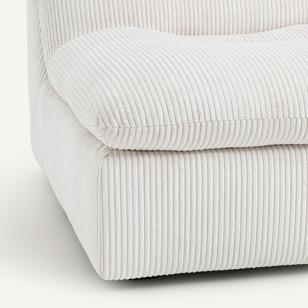 Modulaire 3-zitsbank in geribbeld polyester, Giuliano creme , AM.PM