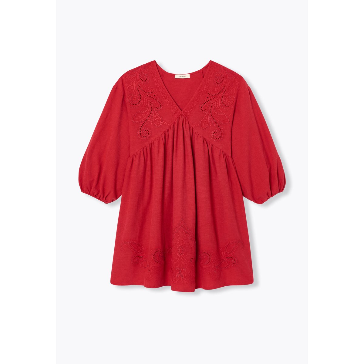 Robe courte brodée rouge, PROMOD
