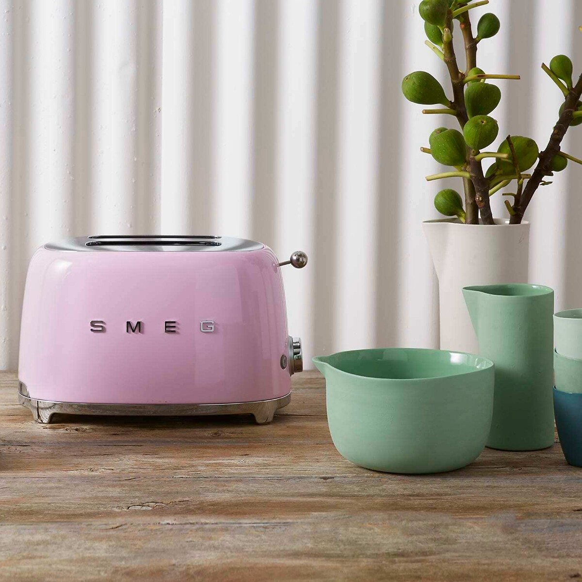 Retro Style 0.8L Mini Kettle & 2-Slice Toaster Set pink, SMEG