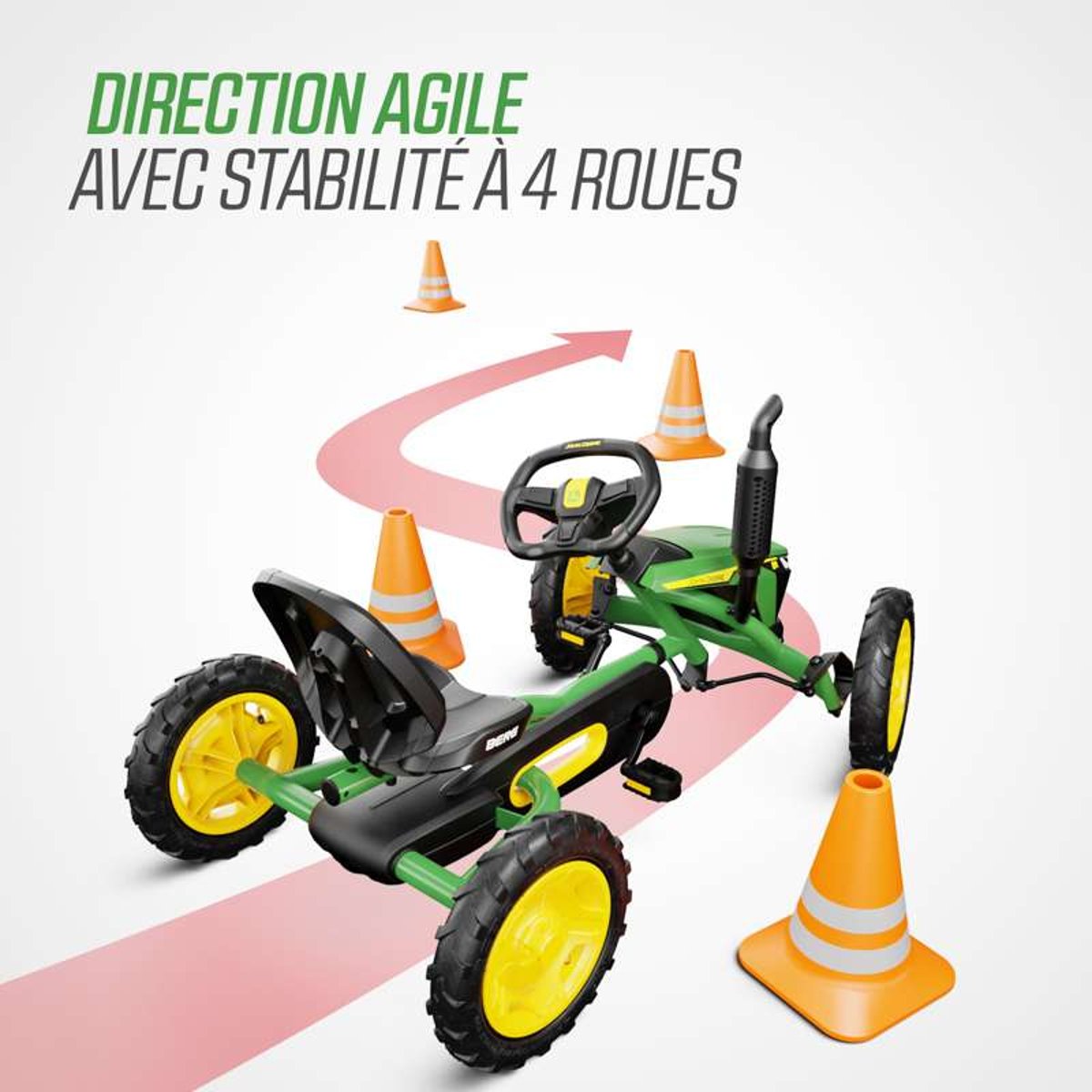Kart à Pédales pour Enfants, 3+ Ans, Buddy John Deere green/yellow, BERG TOYS