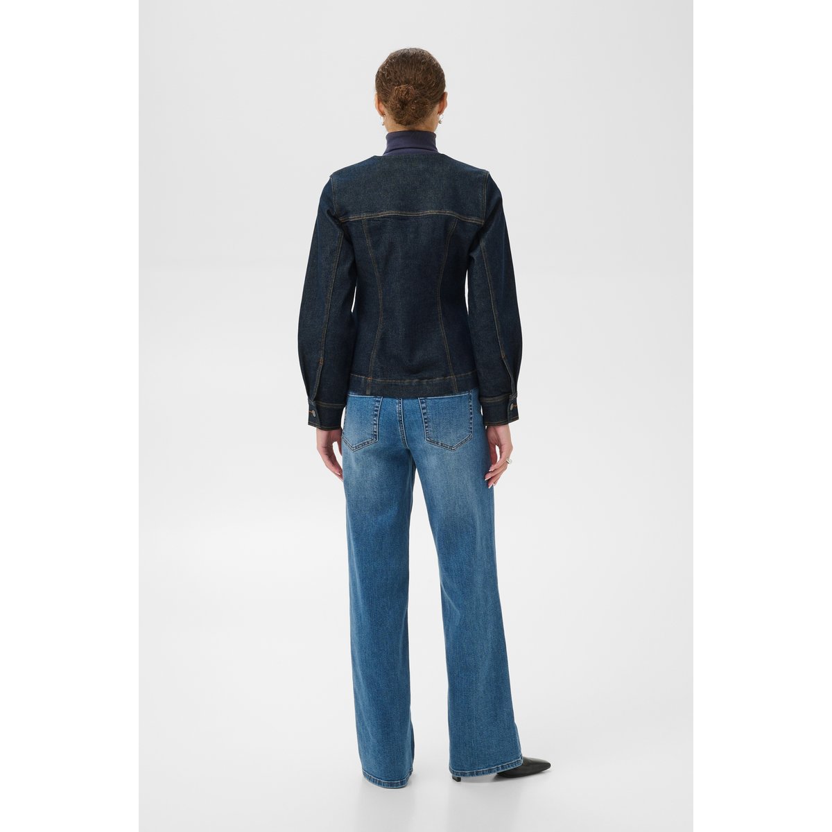 Chemise en jean manches longues bleu dark blue unwashed denim, KAFFE