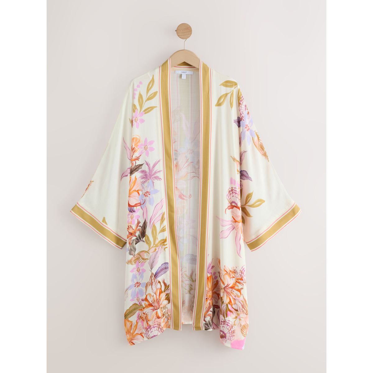 Kimono long écru/blanc floral, NEXT