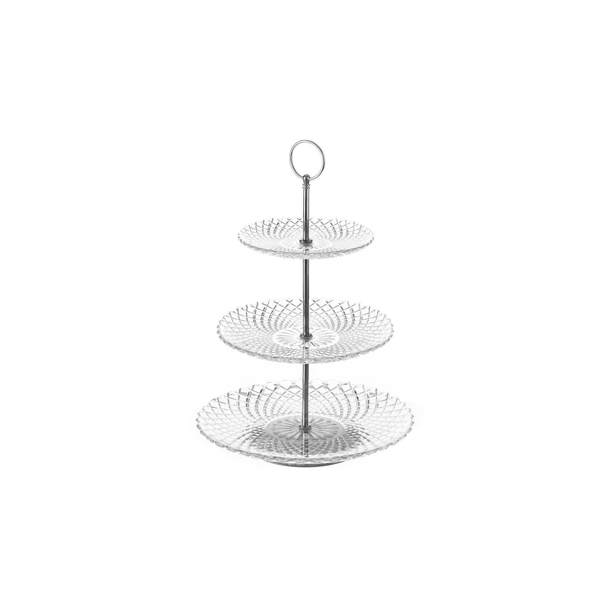 Plat de présentation fruits ou gâteaux à 3 étages en verre harlequin transparent, WADIGA