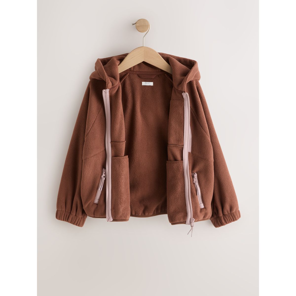 Veste à capuche zippée en polaire marron chocolat, NEXT