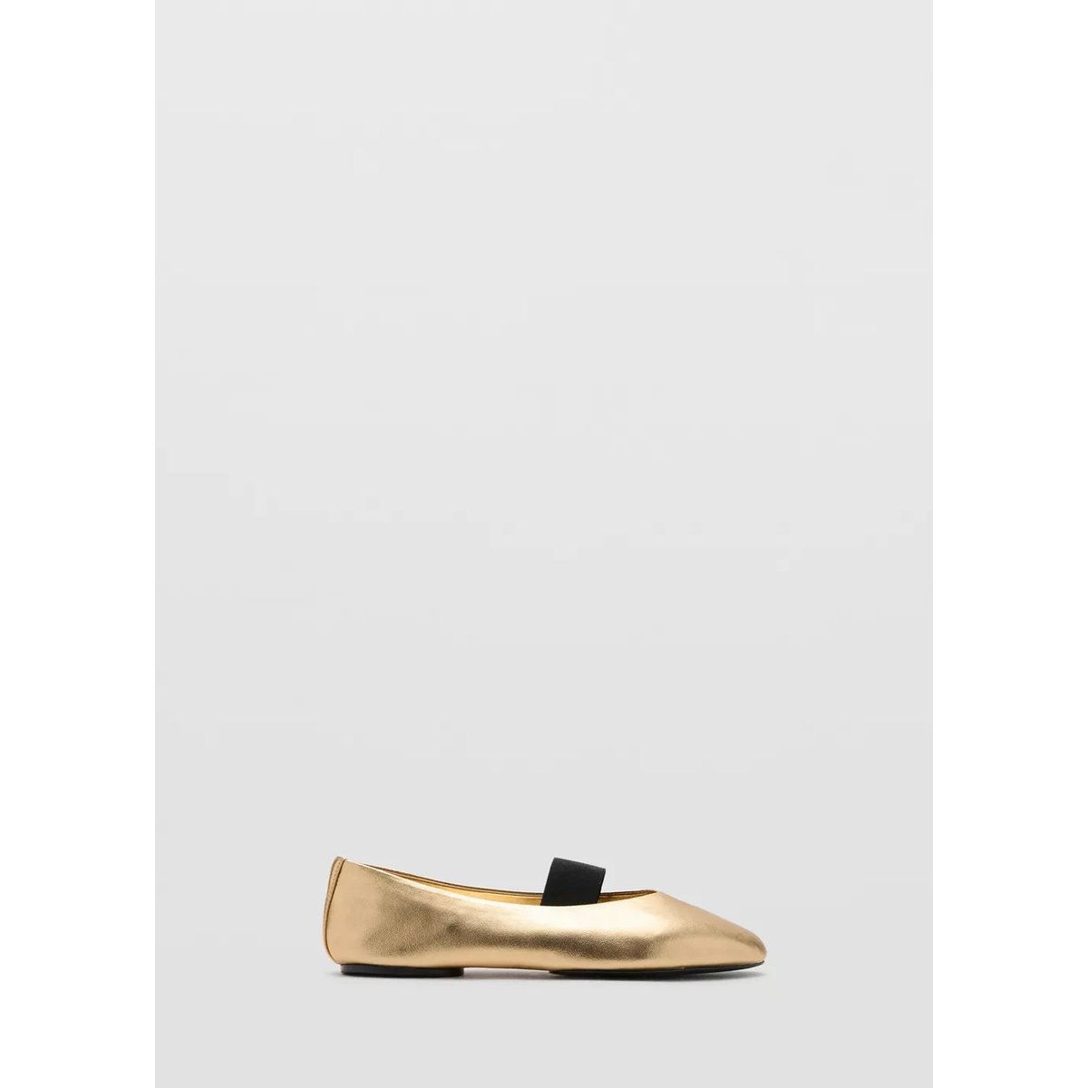 Chaussures cuir bride or, MANGO