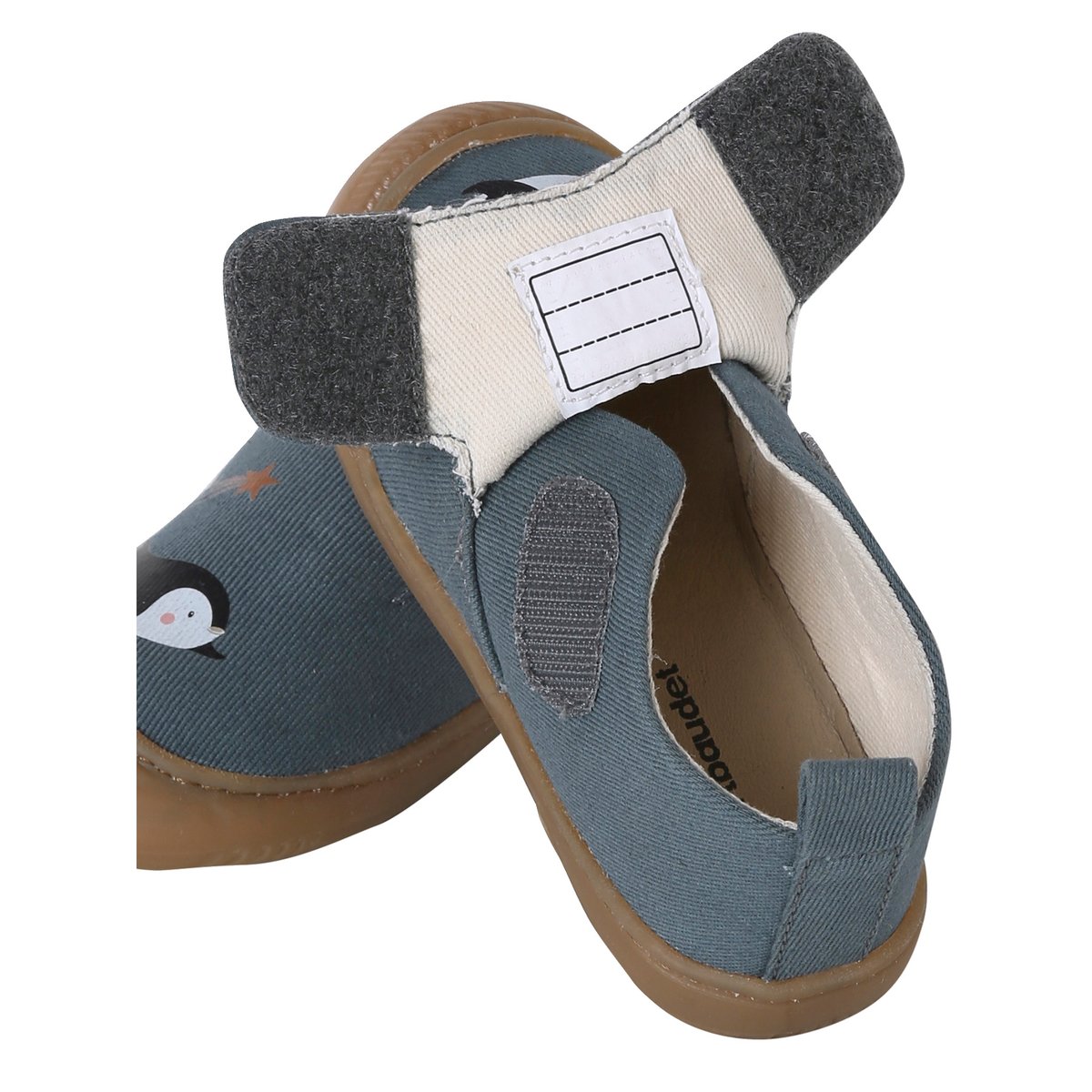 Chaussons à scratchs toile bébé bleu imprimé, VERTBAUDET