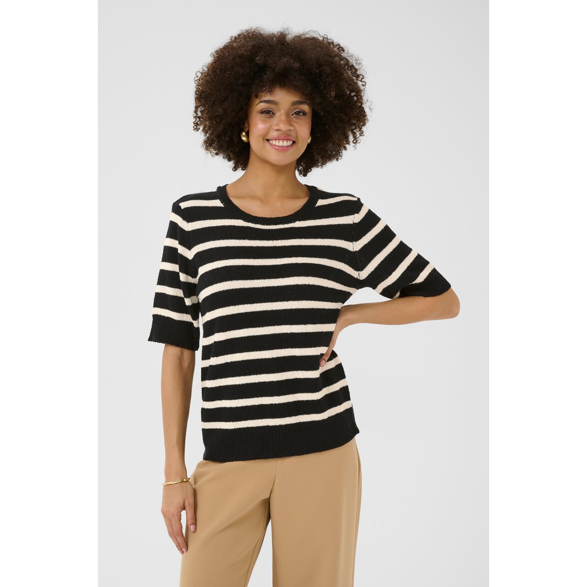 Pullover tricoté noir/blanc rayures black/whitecap stripe, CULTURE