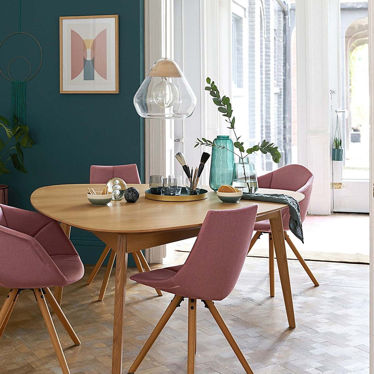 Suspension verre et frêne Ø30 cm, Nasoa naturel, LA REDOUTE INTERIEURS