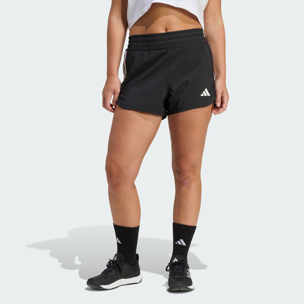 Short D'entraînement Taille Haute Toile Pacer Short D'entraînement Taille Haute Toile Pacer black / white, adidas Performance