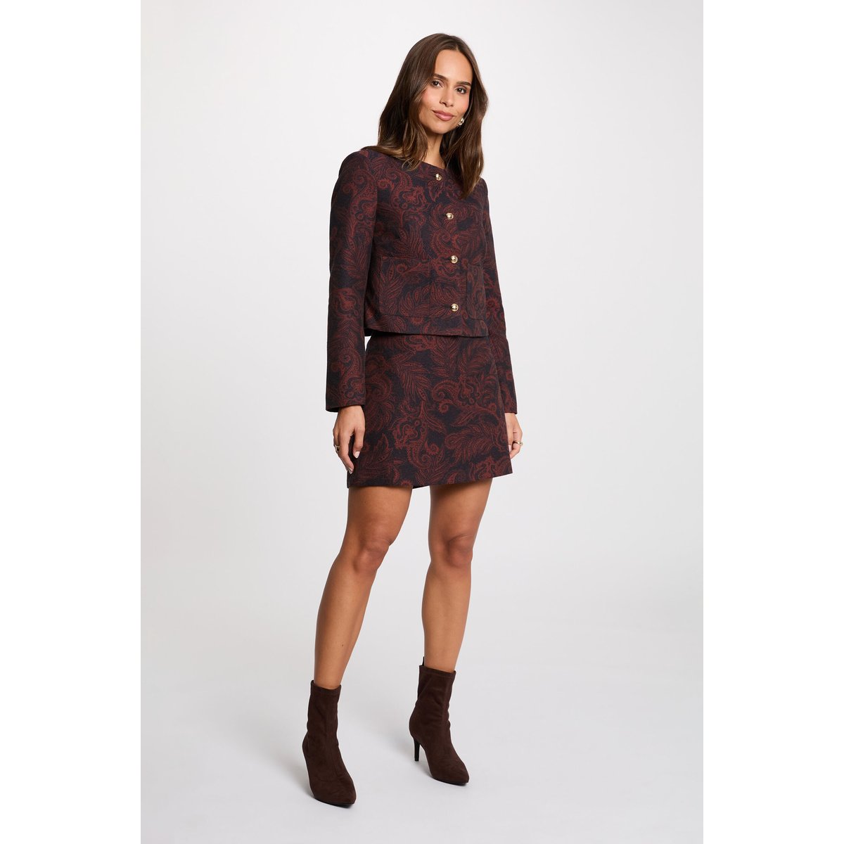 Veste droite imprimée multicolore, MORGAN