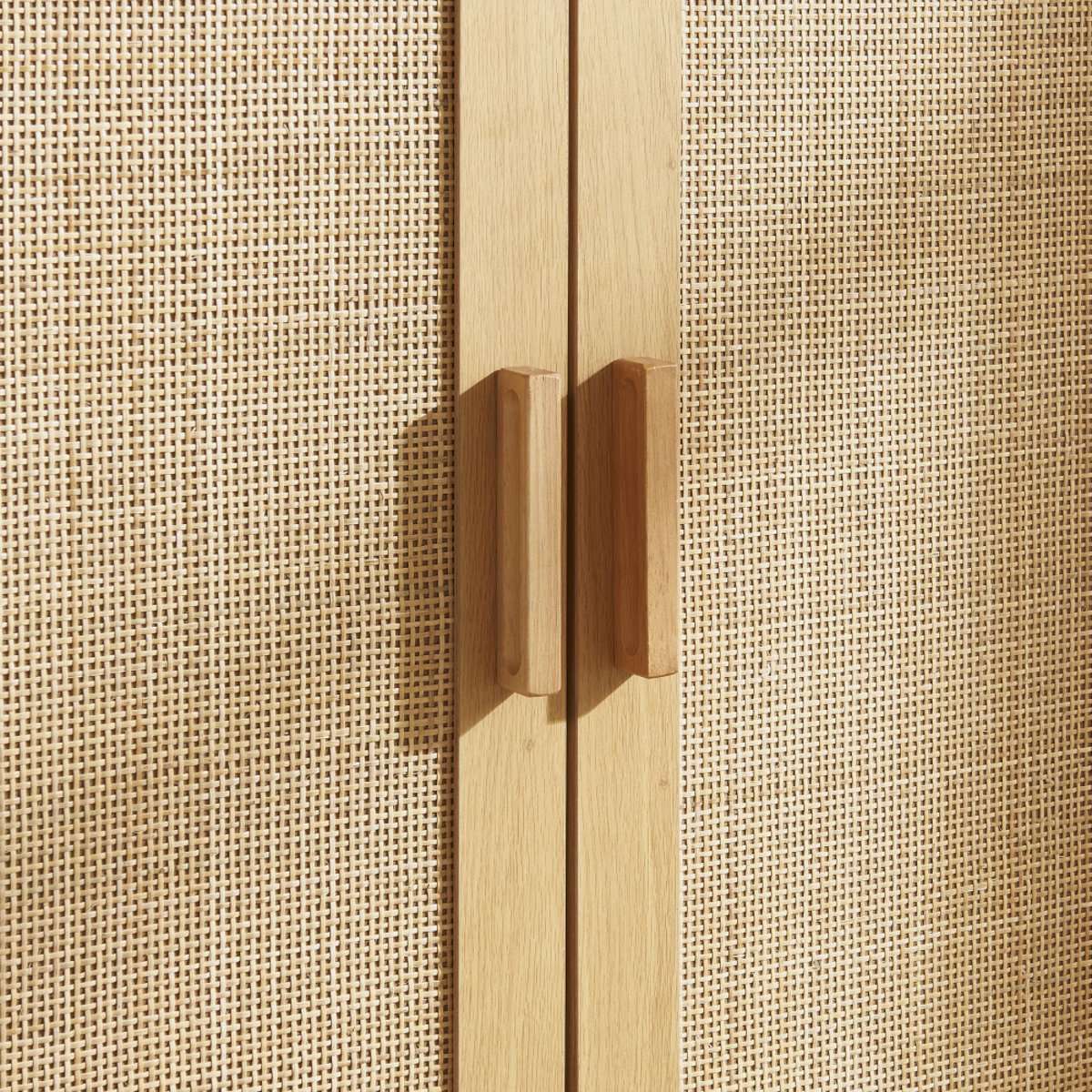 Meuble à chaussures 2 portes 1 niche en bois et cannage L80cm- JUNE bois clair, DRAWER
