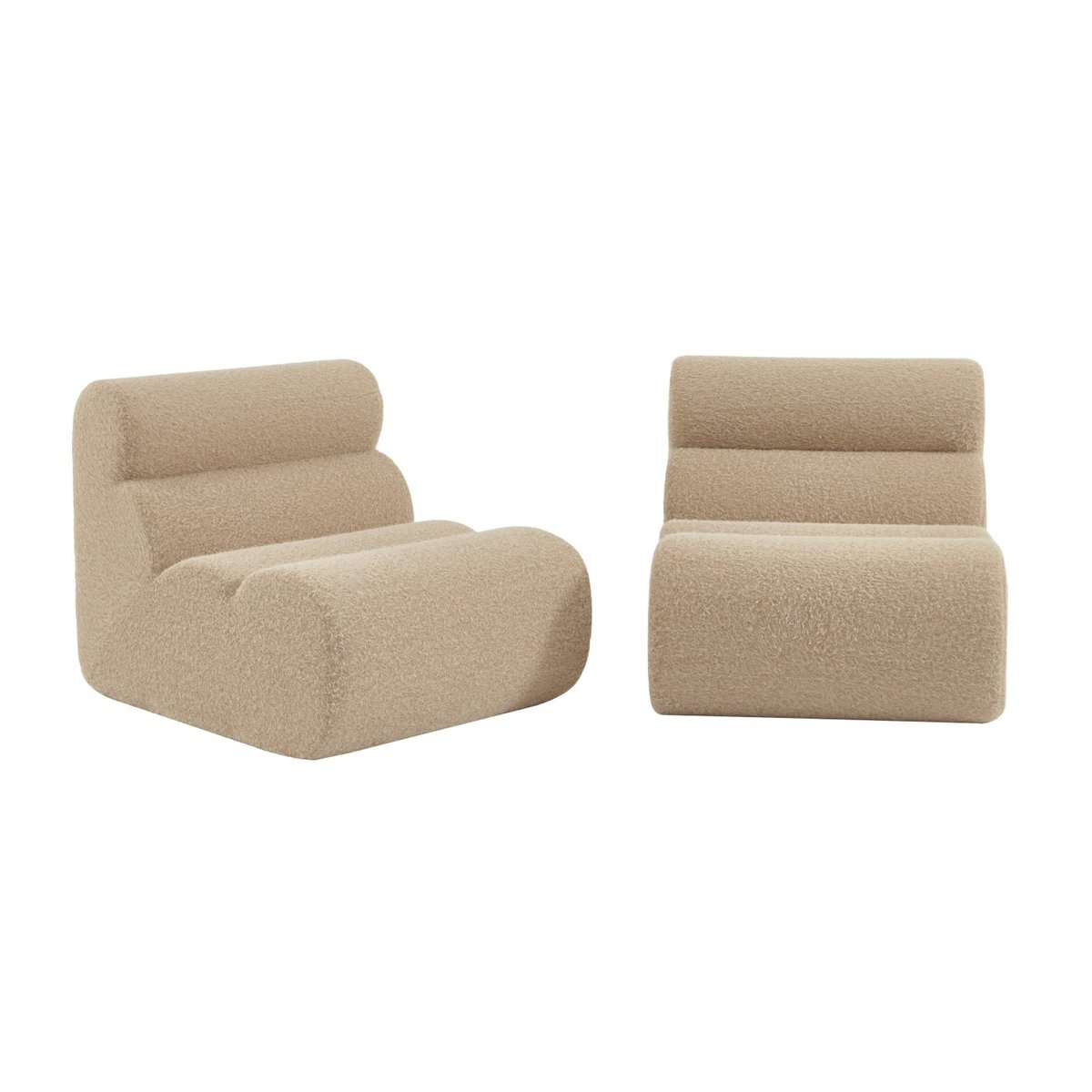 Chauffeuse compressée tissu effet alpaca 1 place (lot de 2) NOVA beige, SWEEEK