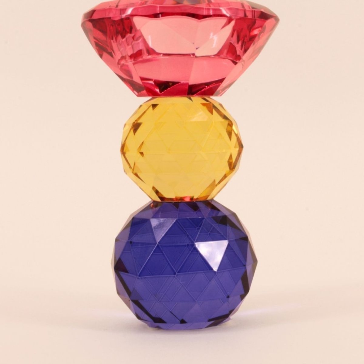 Bougeoir 3 couleurs en cristal à facettes 13cm rouge, HASHTAG DECO