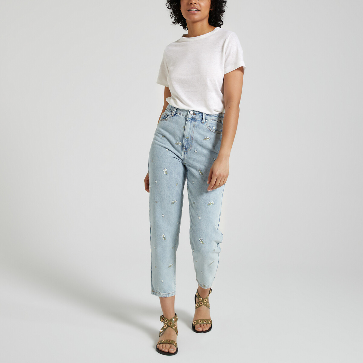 T-shirt L'iconique, col rond en jersey lin blanc, PETIT BATEAU