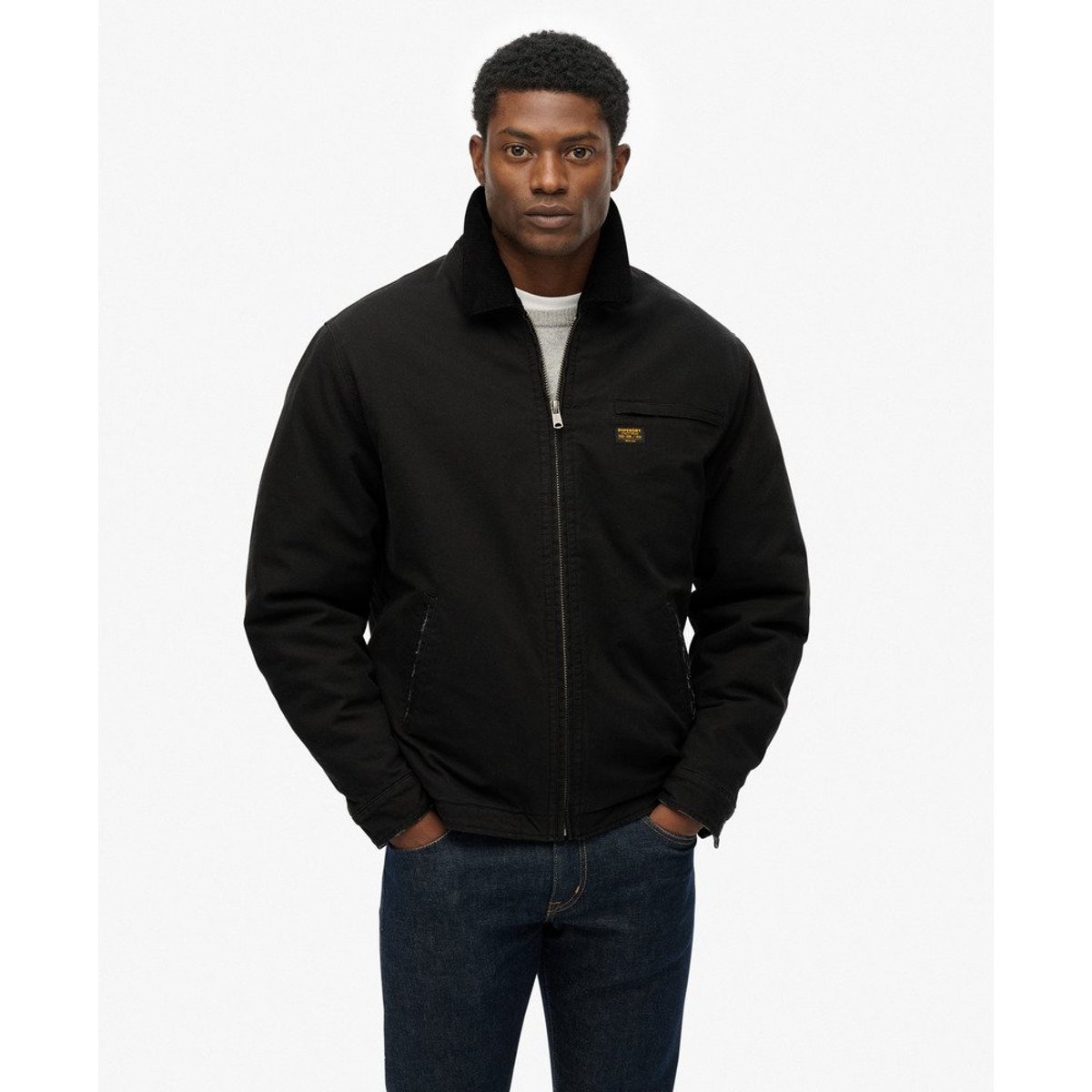 Veste Barn en Toile de Coton noir de jais, SUPERDRY