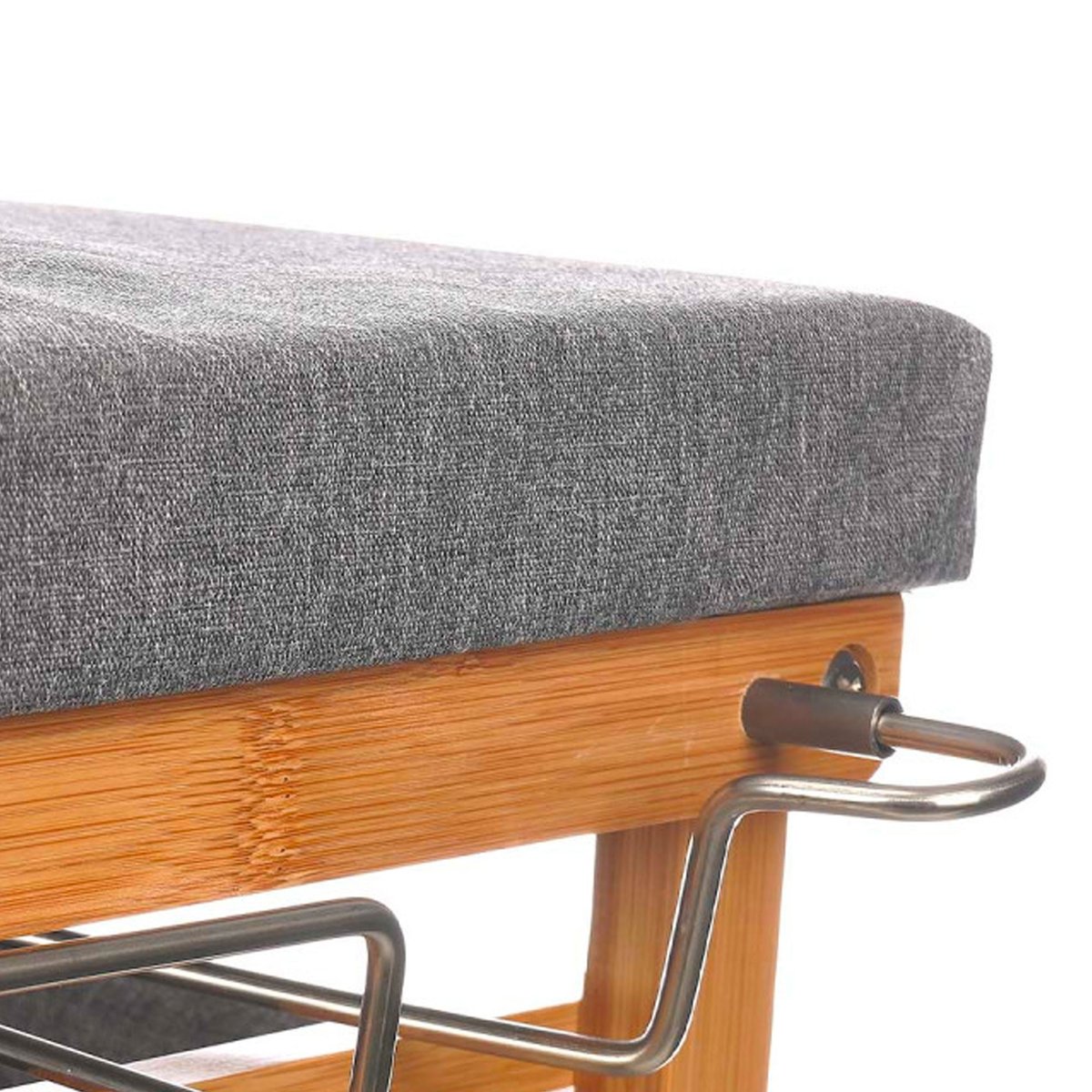Meuble planche à repasser bambou et tissu gris 111x34x82cm bois, WADIGA