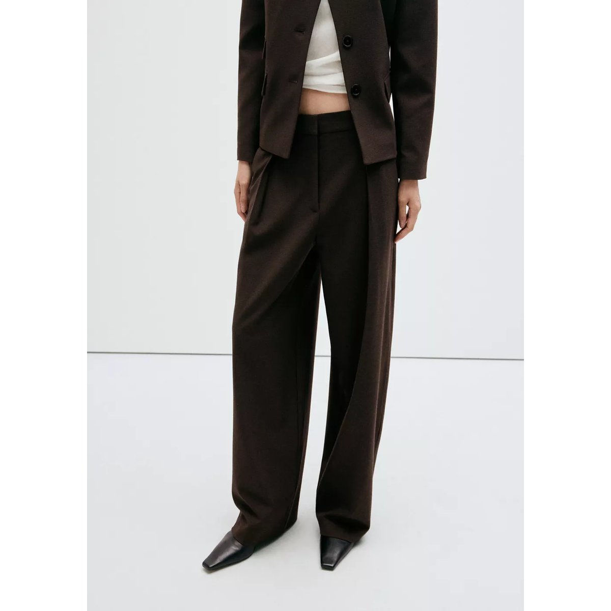 Pantalon leo marron, MANGO