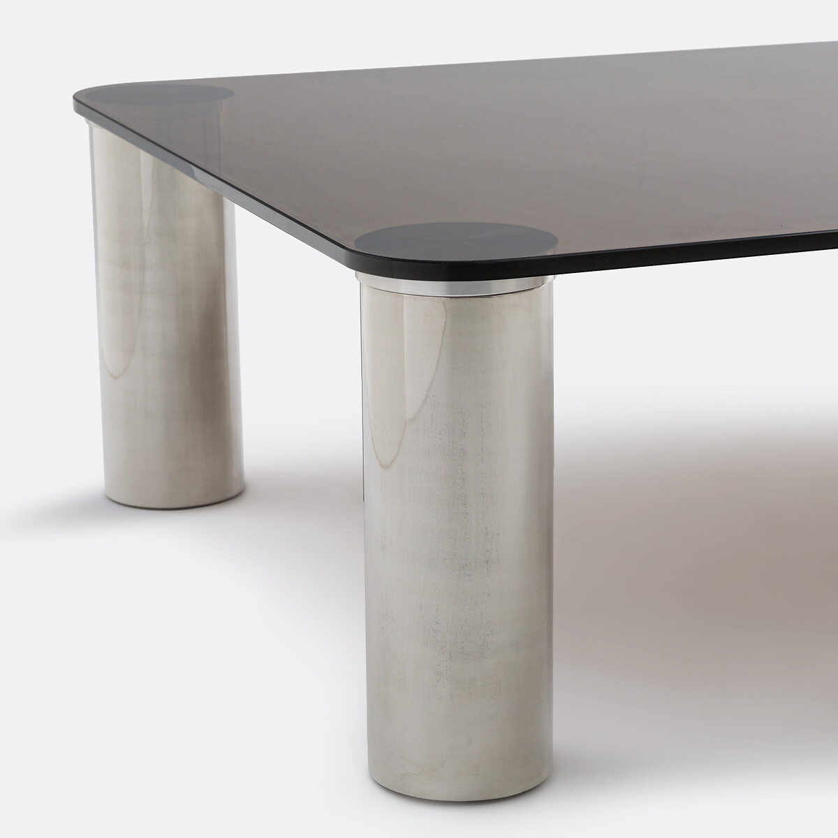 Mesa de centro de vidrio templado y acero, Ramcel cristal ahumado, LA REDOUTE INTERIEURS