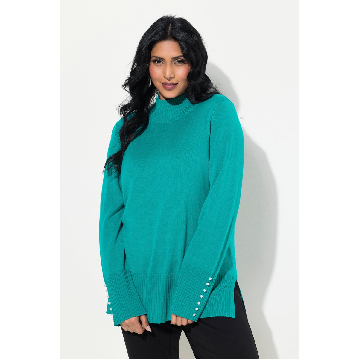 Pull en soie et laine vert bleu, ULLA POPKEN