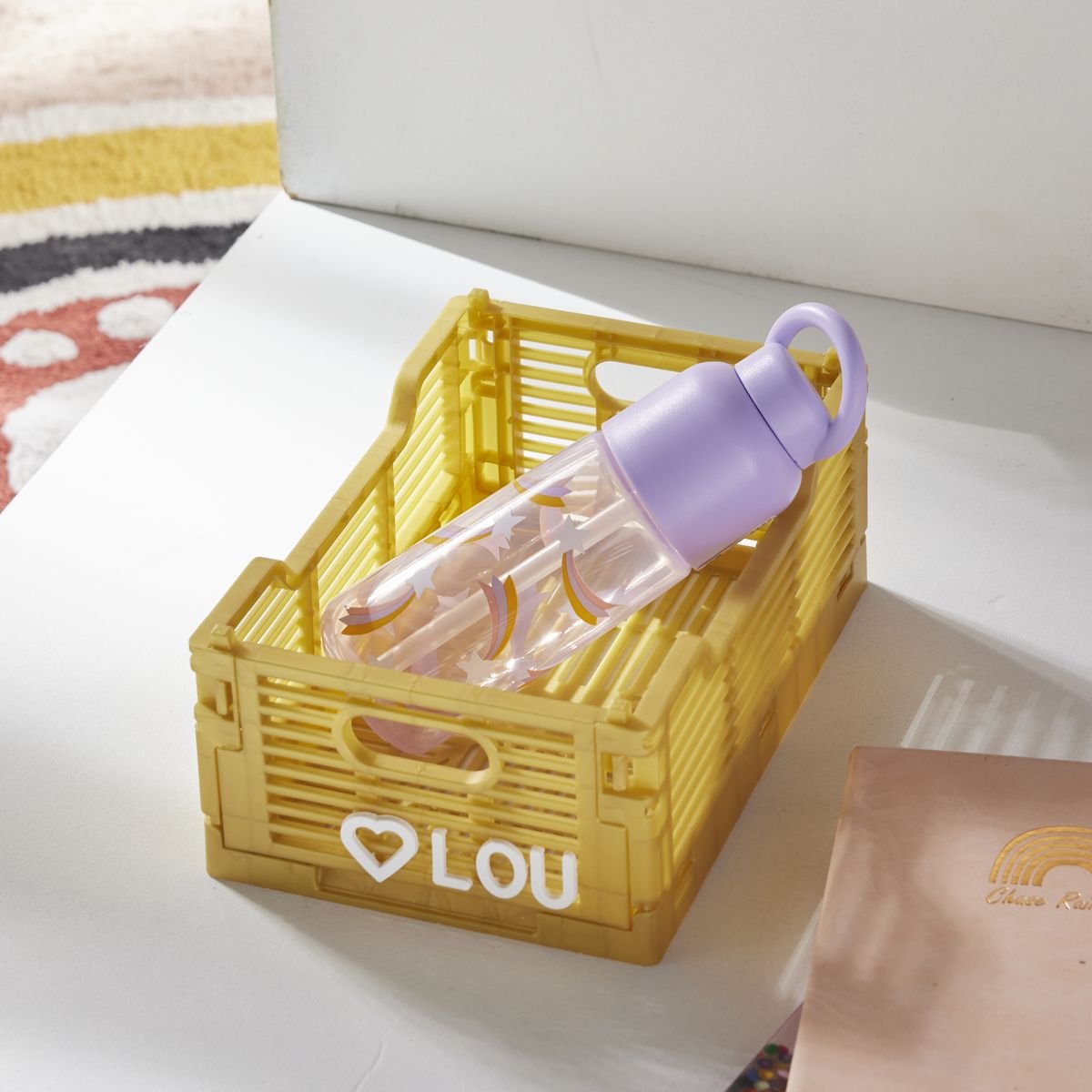 Caisse pliable en plastique LA TETE DANS LES NUAGES ocre, FACTORY