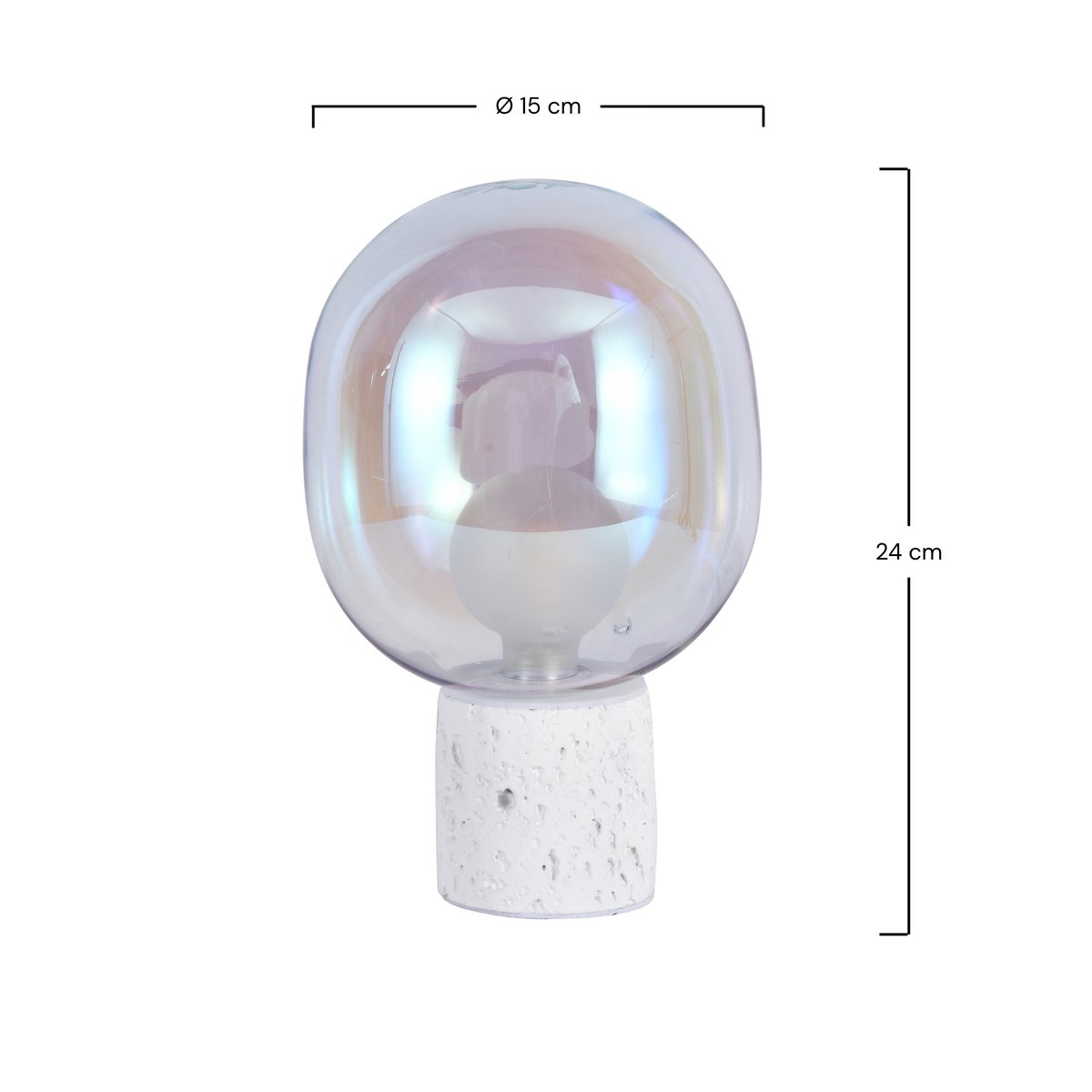 Lampe à poser en verre irisé et béton H24 cm - BULLE blanc, MAISON PAVANE