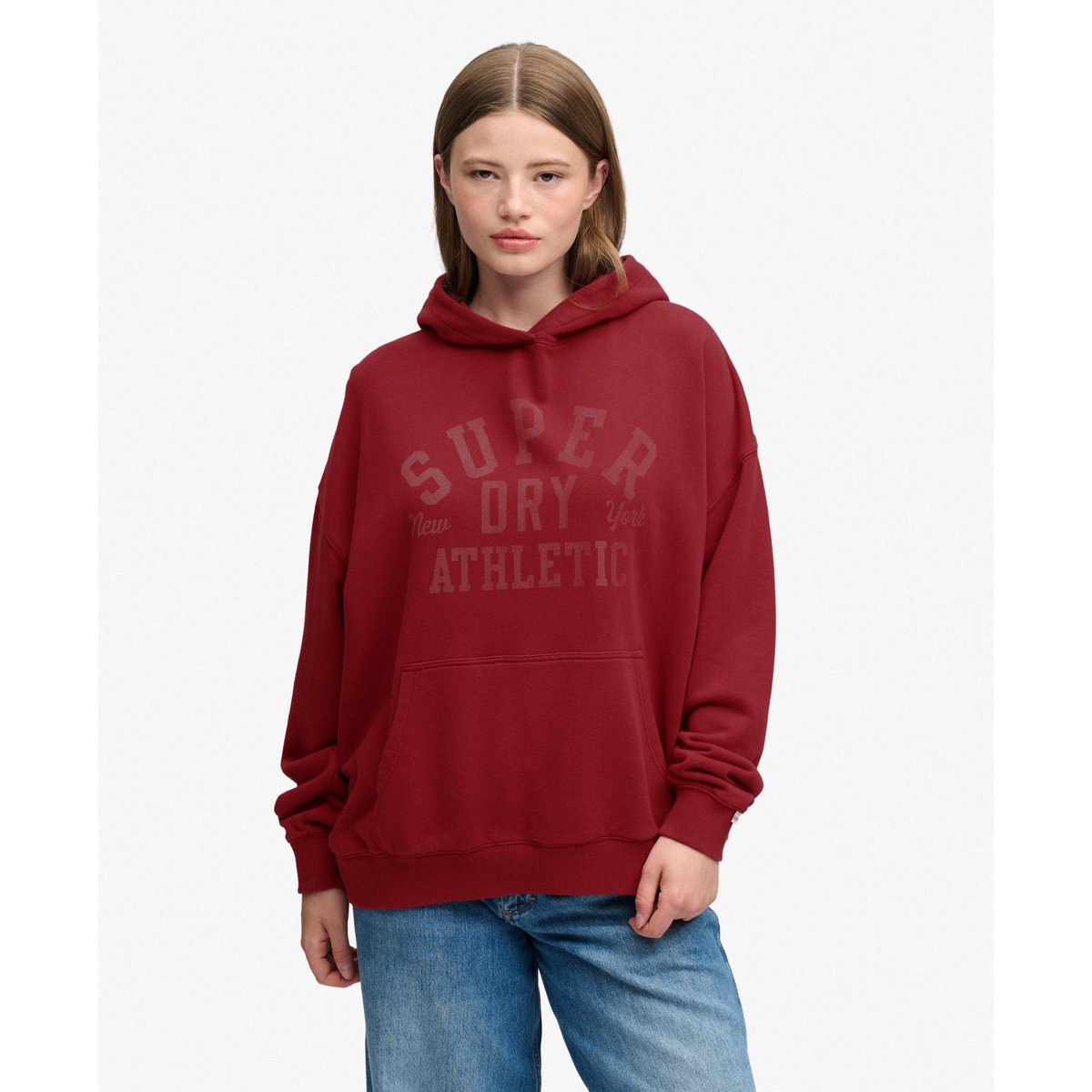 Sweat à capuche Athletic Essentials Décontracté rouge bordeaux, SUPERDRY