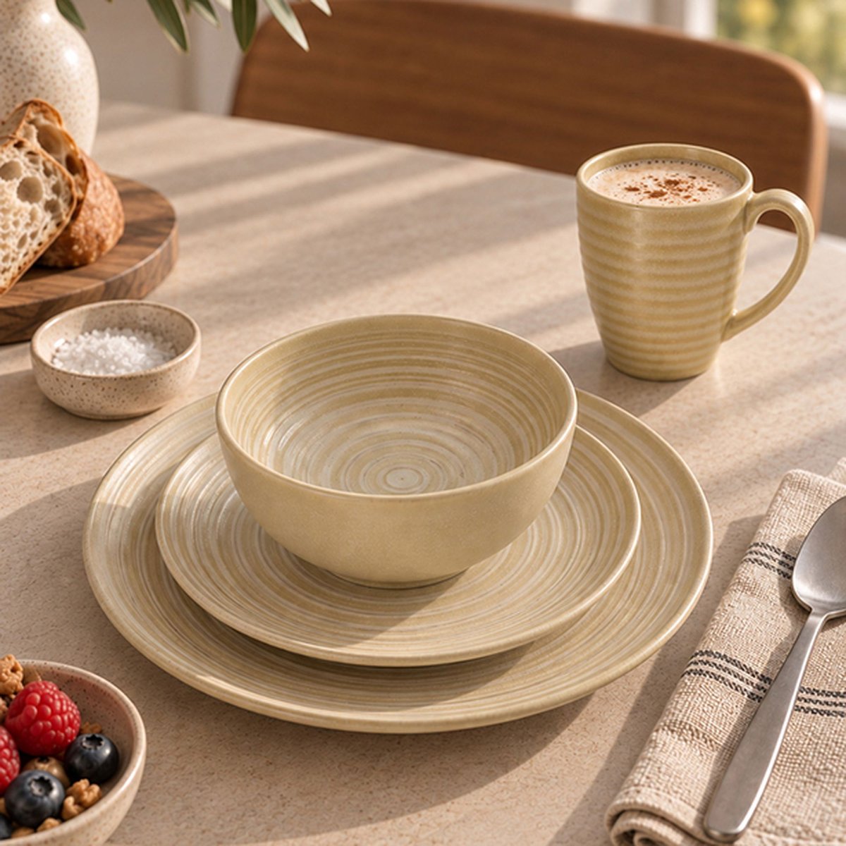 Lot de 6 mugs 37cl en grès, TURBOLINO jaune, NOVASTYL