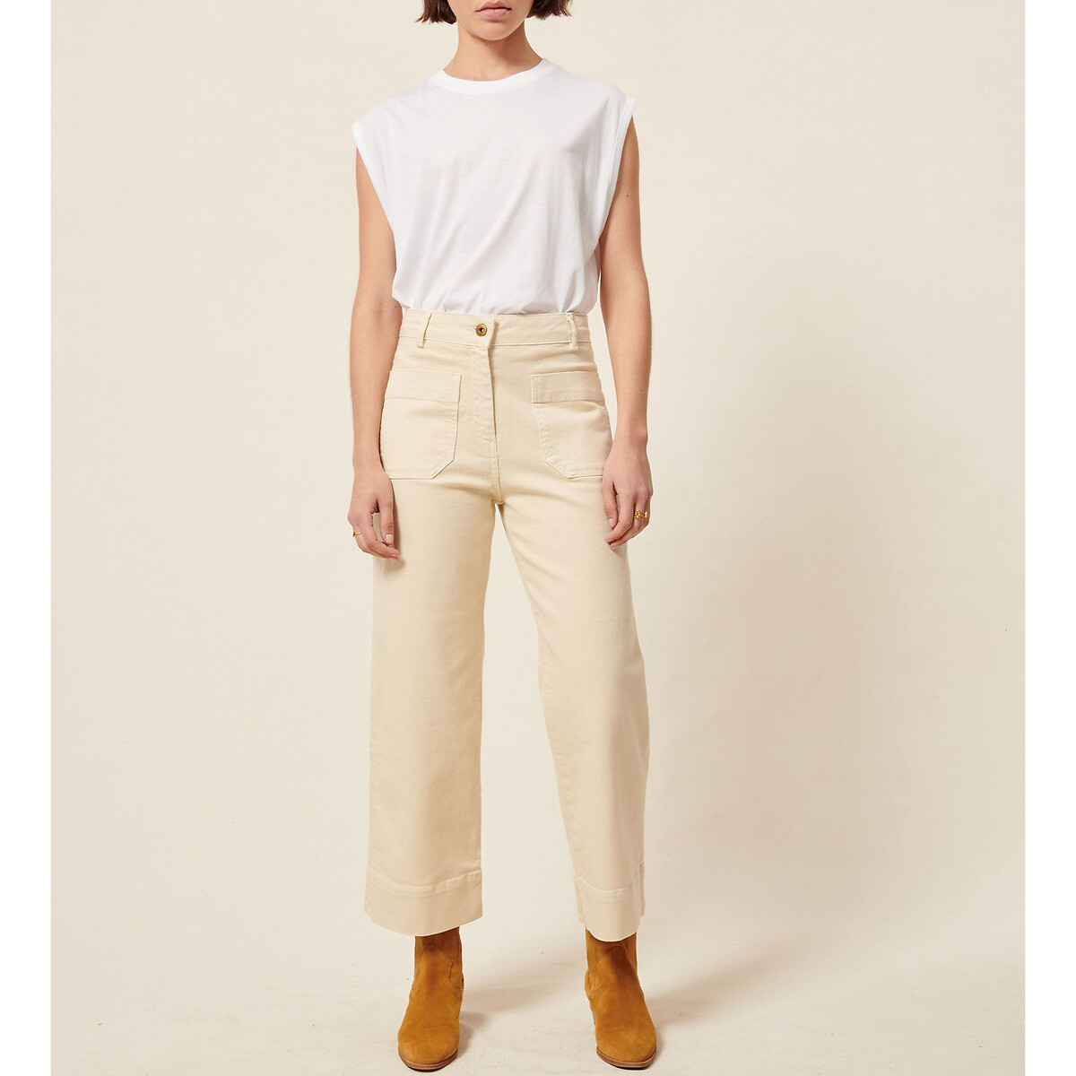 Loose jeans, wijd Seakey O ecru, SESSUN