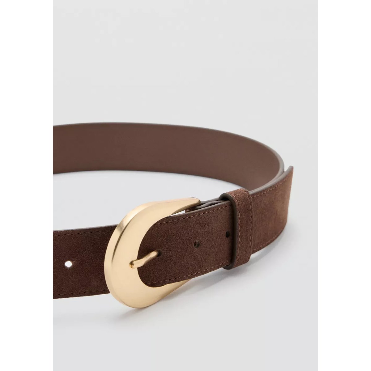 Ceinture cuir boucle chocolat, MANGO