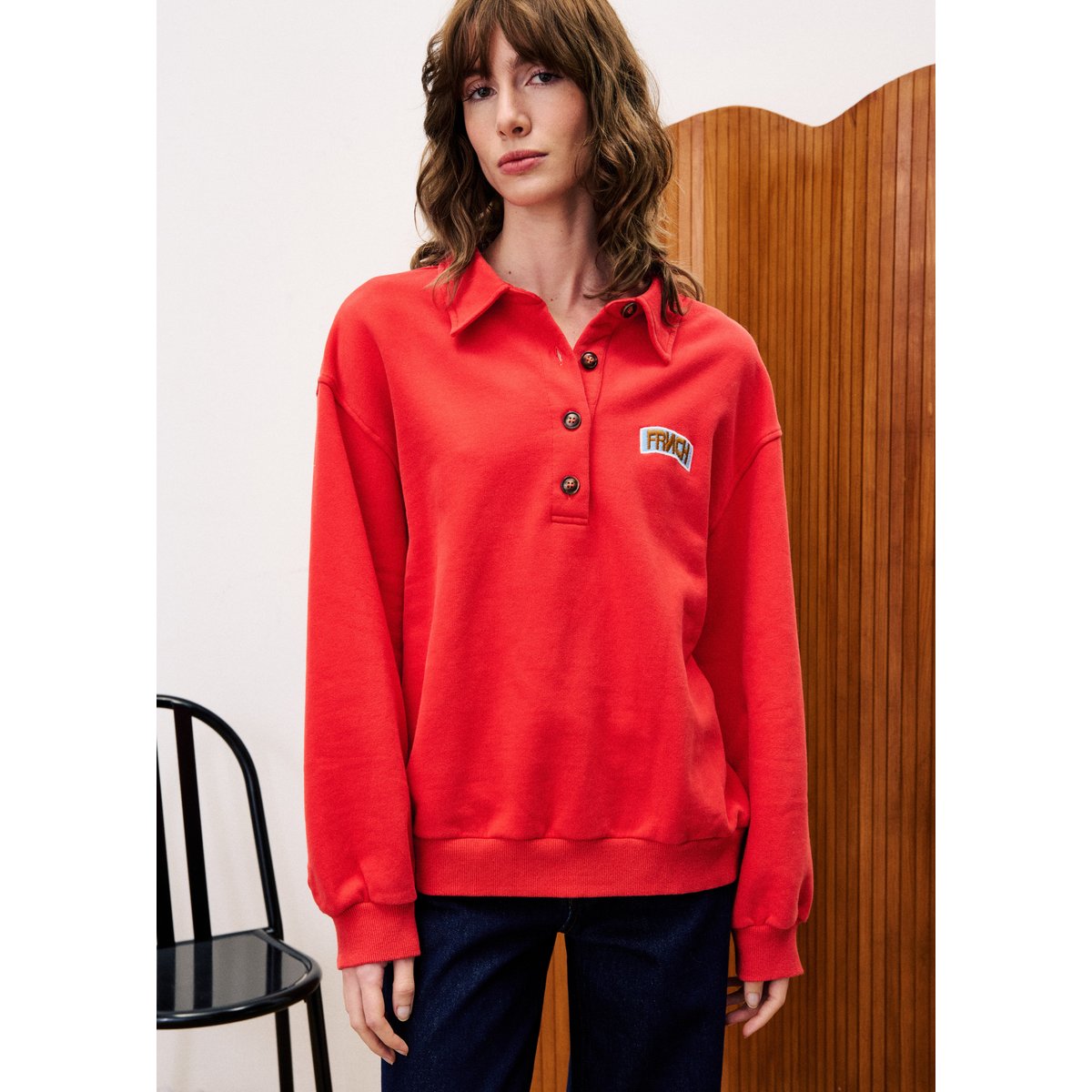 Sweatshirt  en coton TULIPE rouge, FRNCH