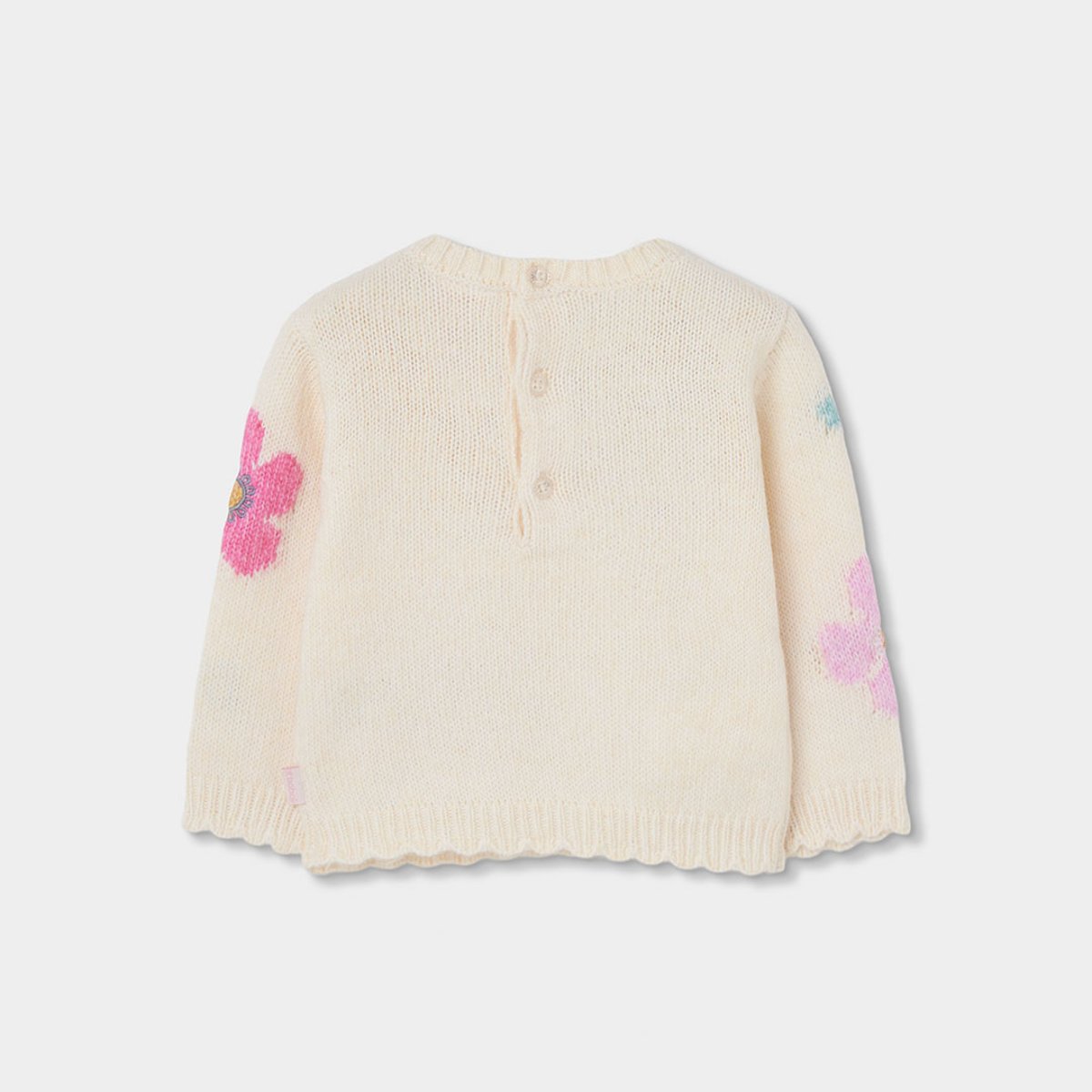 Pull fille imprimé fleurs blanc, BOBOLI