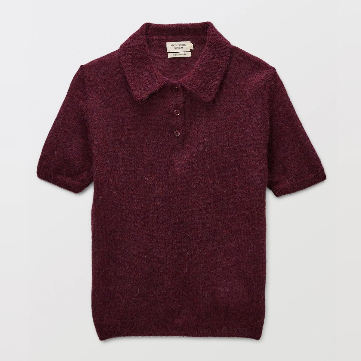 Pull polo à manches courtes contenant de l'alpaga porto, MONOPRIX
