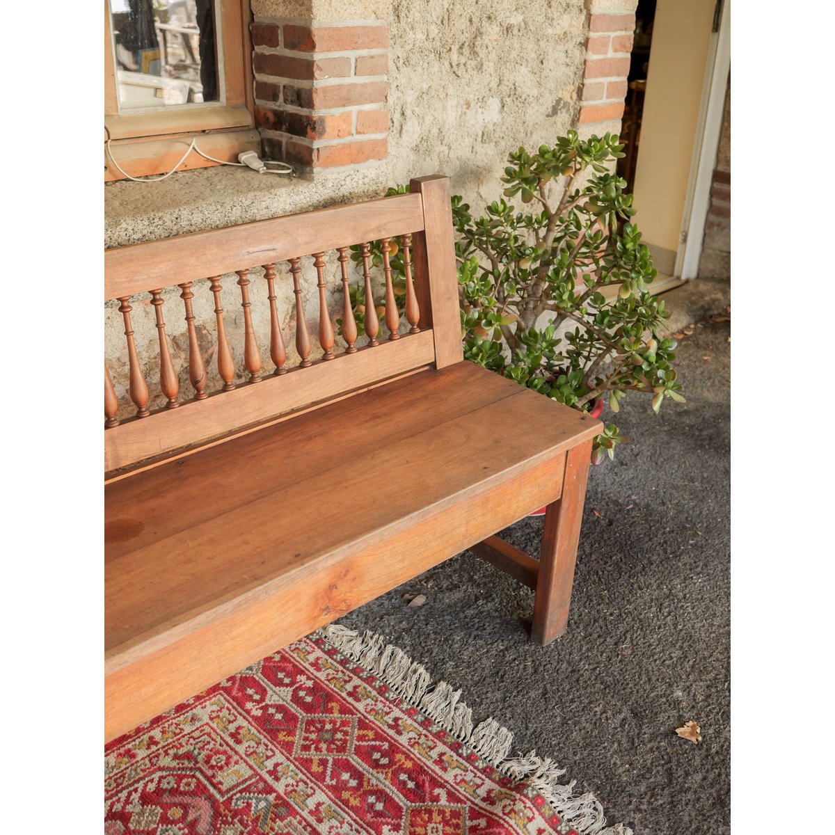 Grand banc en merisier Antoine N°525 - Bon état bois foncé, DEBONGOUT