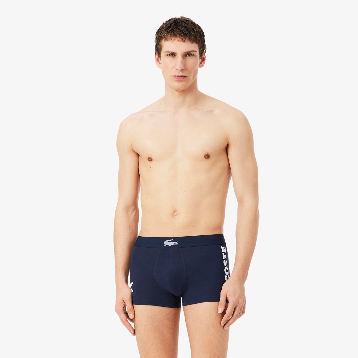 Lot de 3 boxers courts coton stretch bleu-bck, LACOSTE