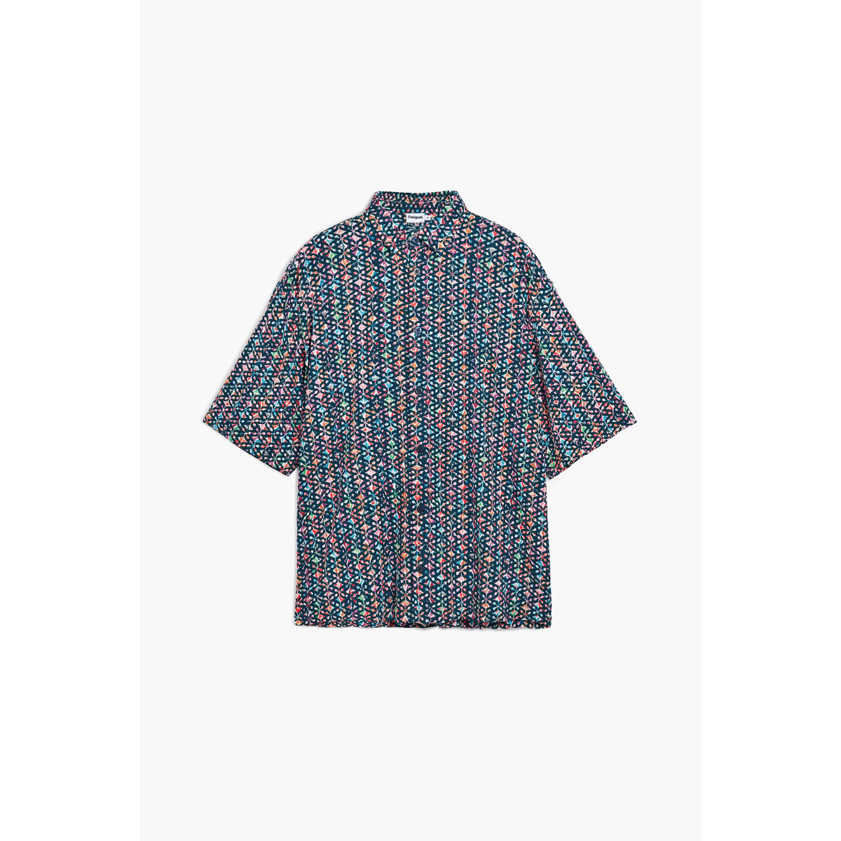 Chemise à manches courtes avec broderies ethniques bleu, DESIGUAL
